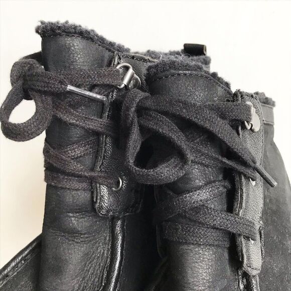 Sam Edelman black leather lace up platform boots size 8.5 - Picture 5 of 10